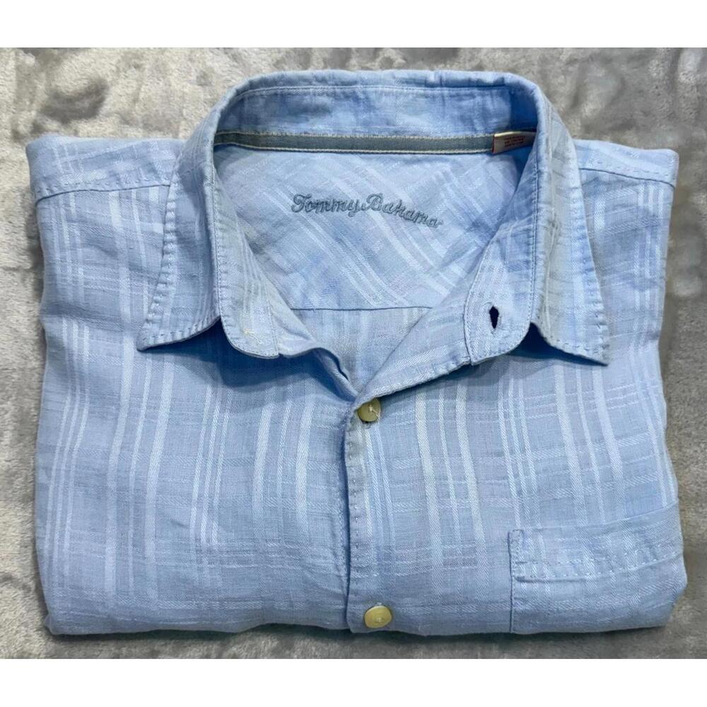 Tommy Bahamas Men's XL Short Sleeve Linen Button Down 100% Silk‎